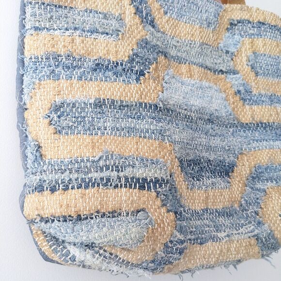 CROSSTREE LANE Handwoven Blue and Beige Women Bag - Picture 2 of 8
